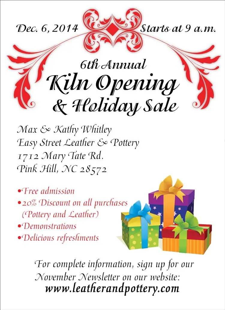 6th Annual Kiln Opening & Holiday Sale, 2014 postcard