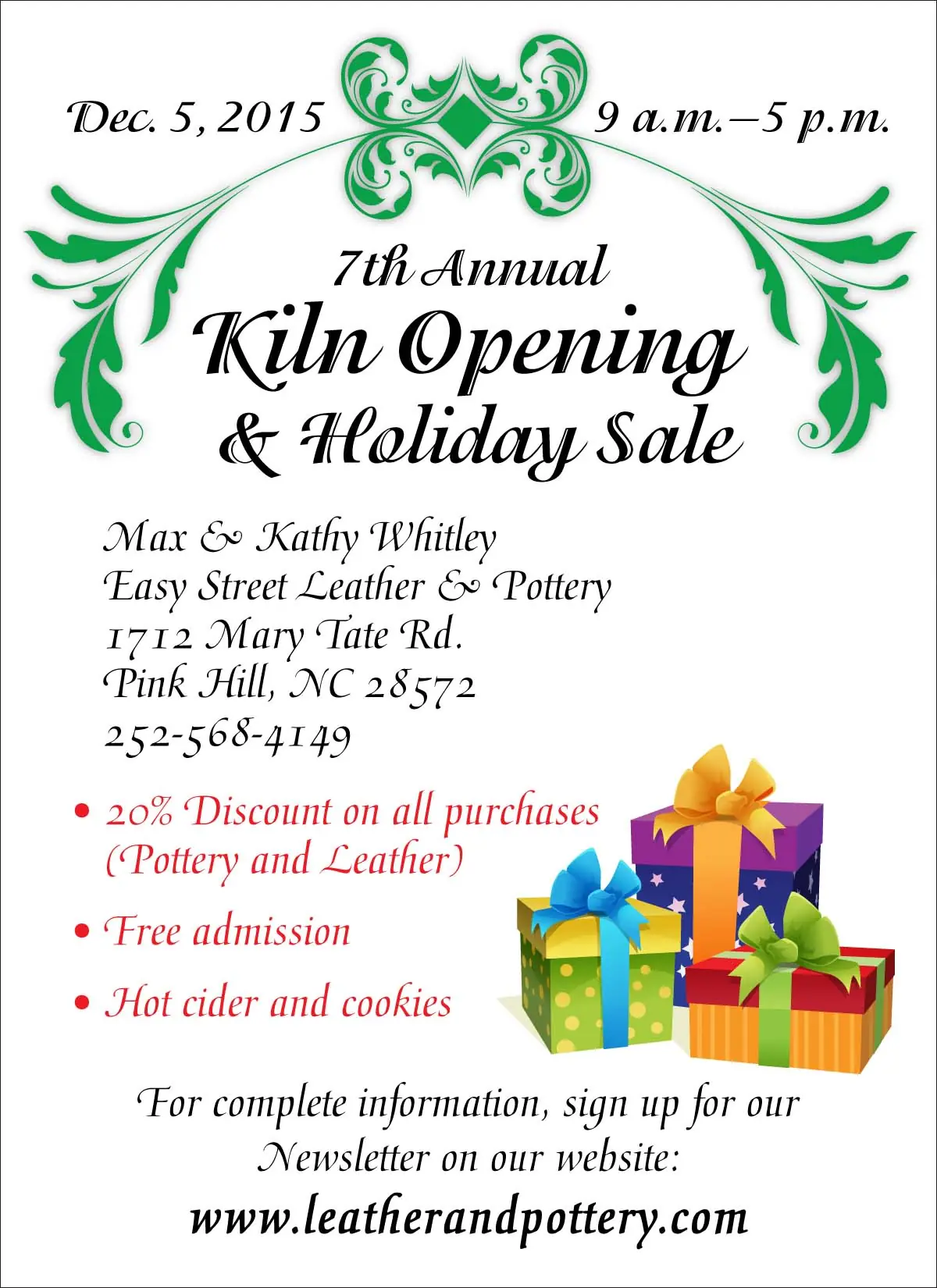 7th Annual Kiln Opening & Holiday Sale, 2015 postcard