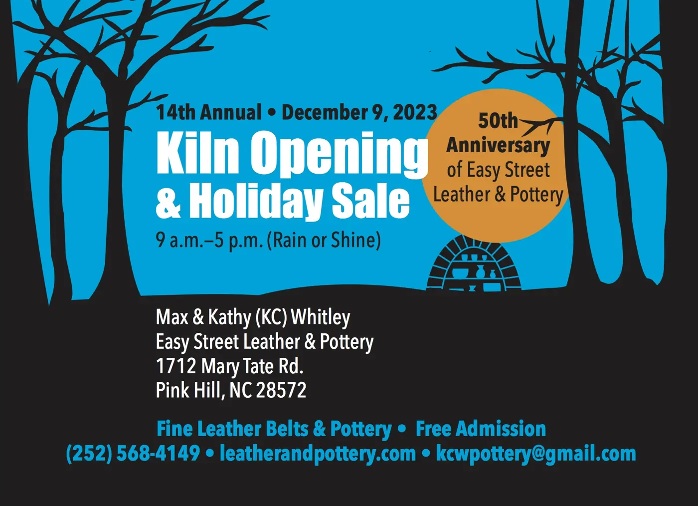14th Annual Kiln Opening & Holiday Sale, 2023 postcard
