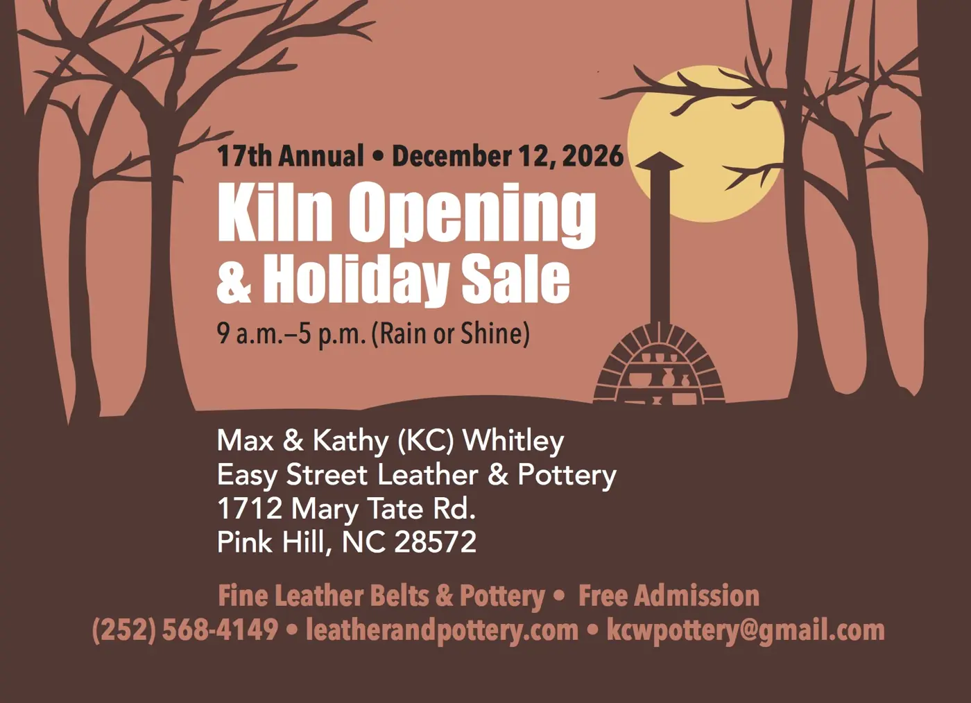 17th Annual Kiln Opening & Holiday Sale, 2026 postcard